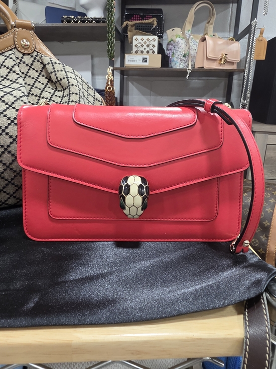 BVLGARI Handbags - Bulgari Red Leather Serpentine Forever Crossbody